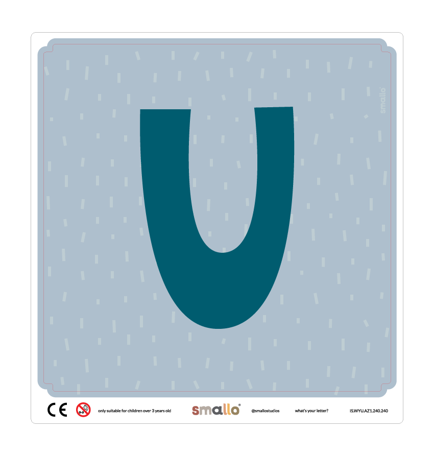 Letter U Sticker in Blue with sparks for Latt Chair