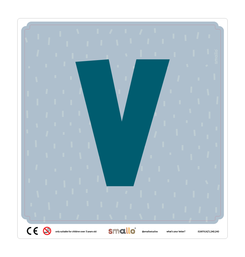 Letter V Sticker in Blue with sparks for Latt Chair
