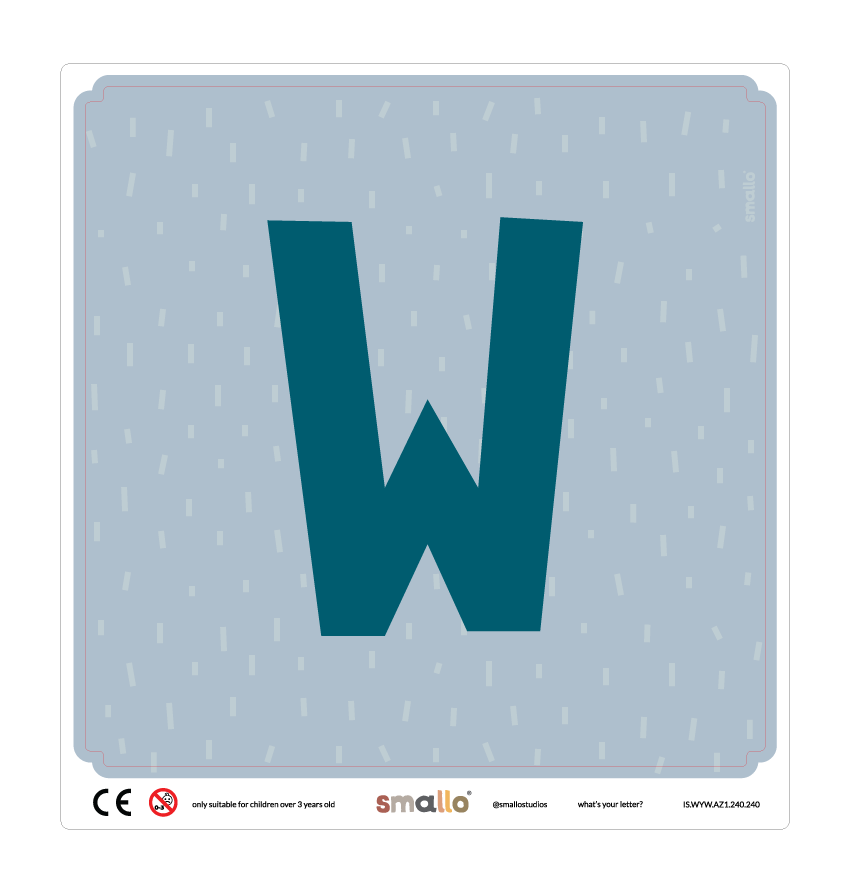 Letter W Sticker in Blue with sparks for Latt Chair